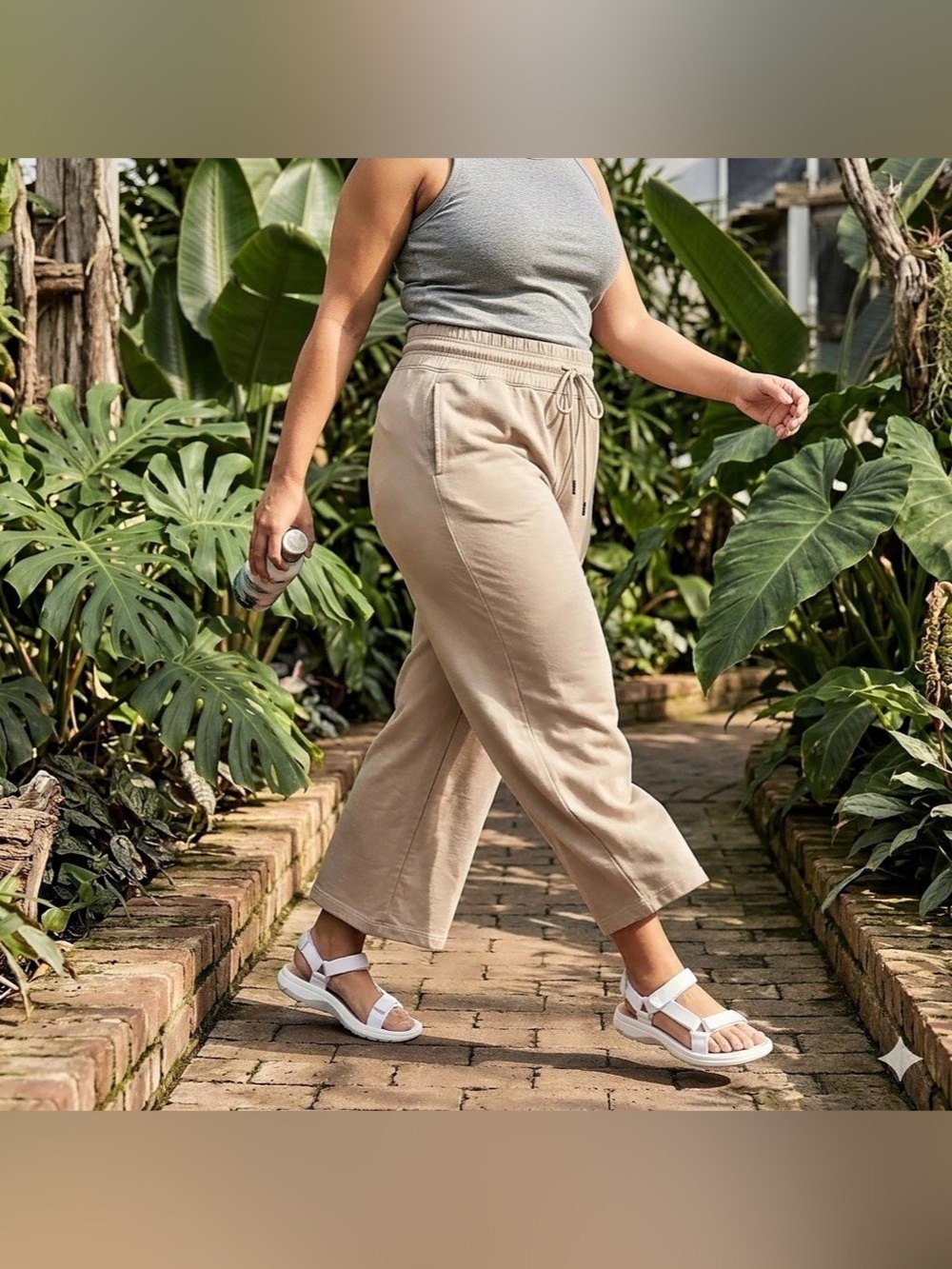 Natural Reflections French Terry Wide Leg Crop Pants L